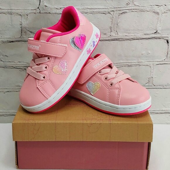 'GEERS' by DREAM SEEK' ROUND TOE SHIMMERY HEARTS LIGHTWEIGHT SNEAKERS - Picture 15 of 16